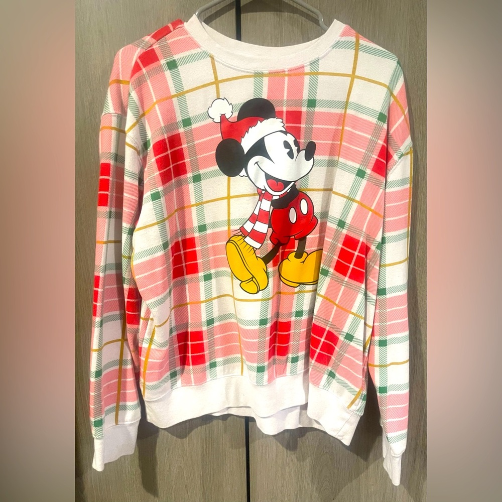 Disney Mickey Mouse Christmas crew neck sweatshirt, large. Discontinued.